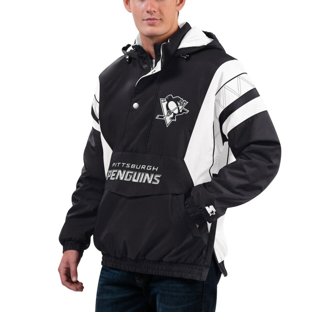 Pittsburgh Penguins Starter x NHL Black Ice Home Team Half-Zip Pullover Hoodie - Black/White - NHL 200278759
