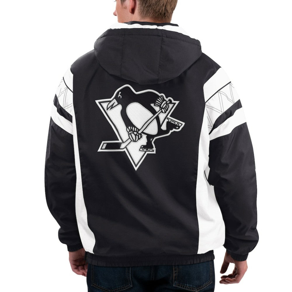 Pittsburgh Penguins Starter x NHL Black Ice Home Team Half-Zip Pullover Hoodie - Black/White - NHL 200278759