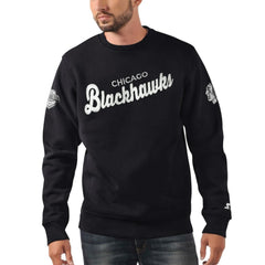 Chicago Blackhawks Starter x NHL Black Ice Cross Check Pullover Sweatshirt - Black - NHL 200278776