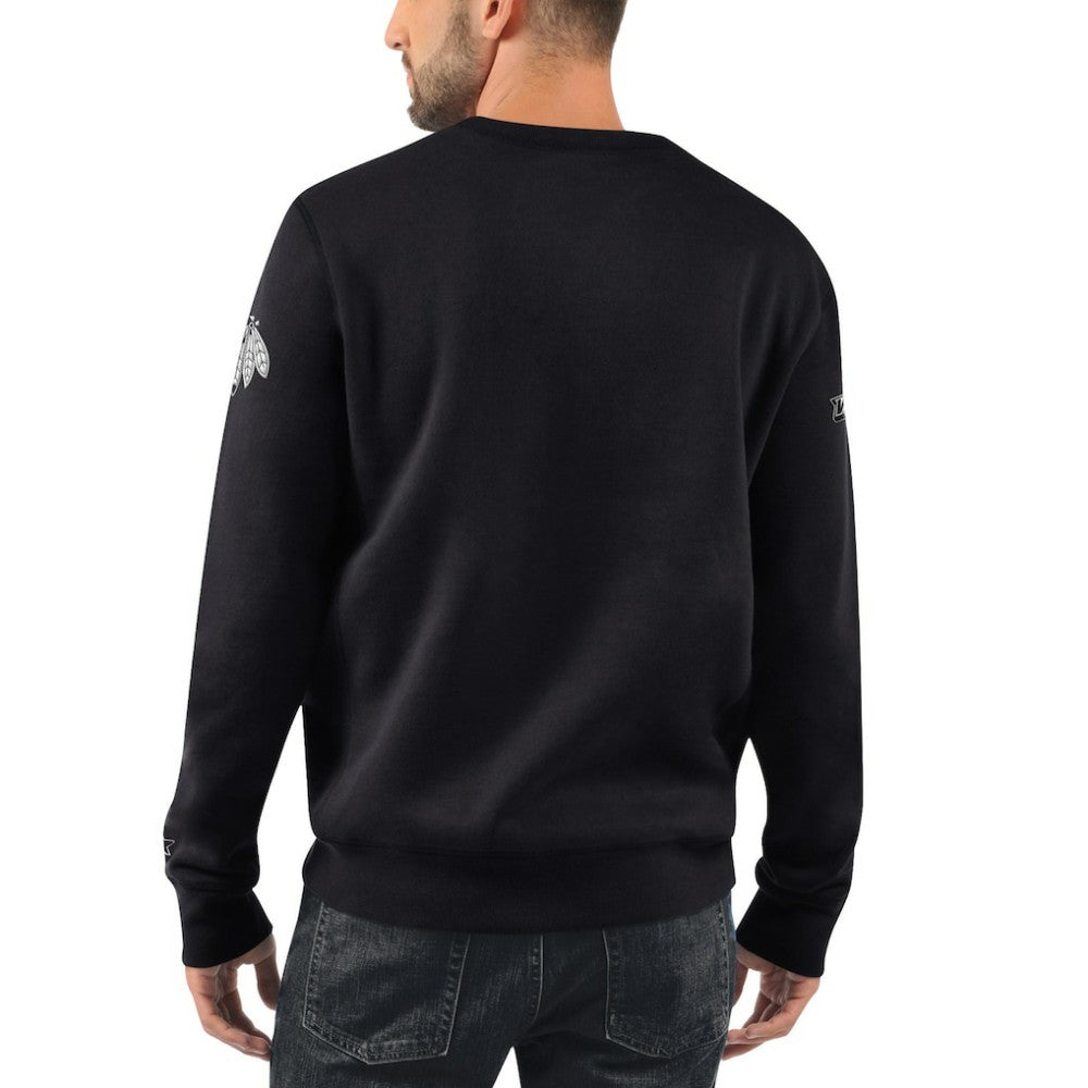 Chicago Blackhawks Starter x NHL Black Ice Cross Check Pullover Sweatshirt - Black - NHL 200278776