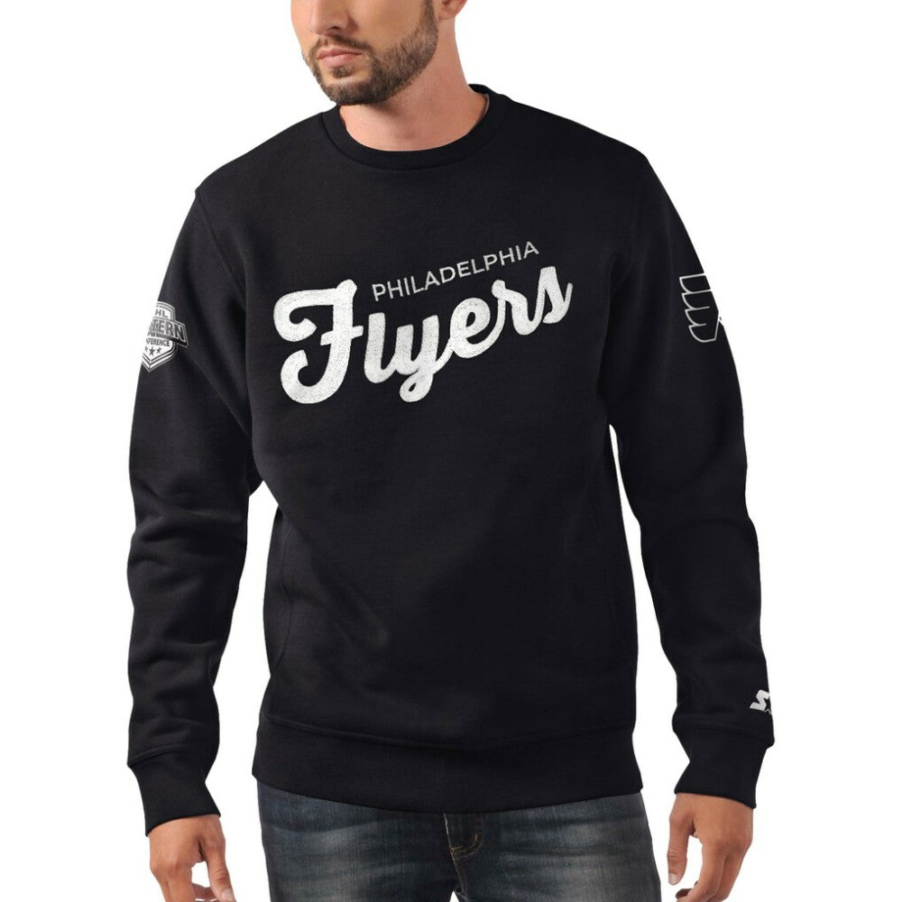 Philadelphia Flyers Starter x NHL Black Ice Cross Check Pullover Sweatshirt - Black - NHL 200278779