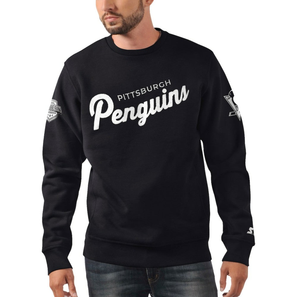 Pittsburgh Penguins Starter x NHL Black Ice Cross Check Pullover Sweatshirt - Black - NHL 200278783