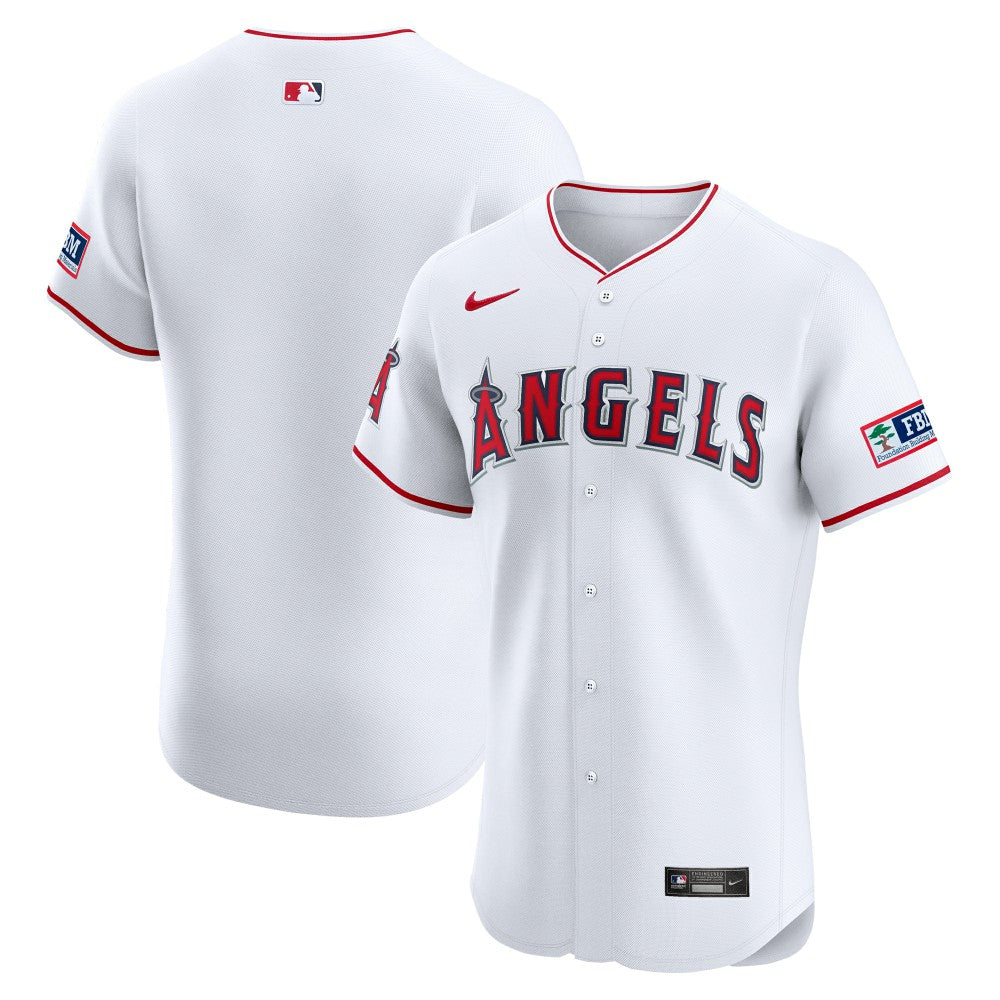Los Angeles Angels Nike Home Elite Patch Jersey - White - Nike on Sale