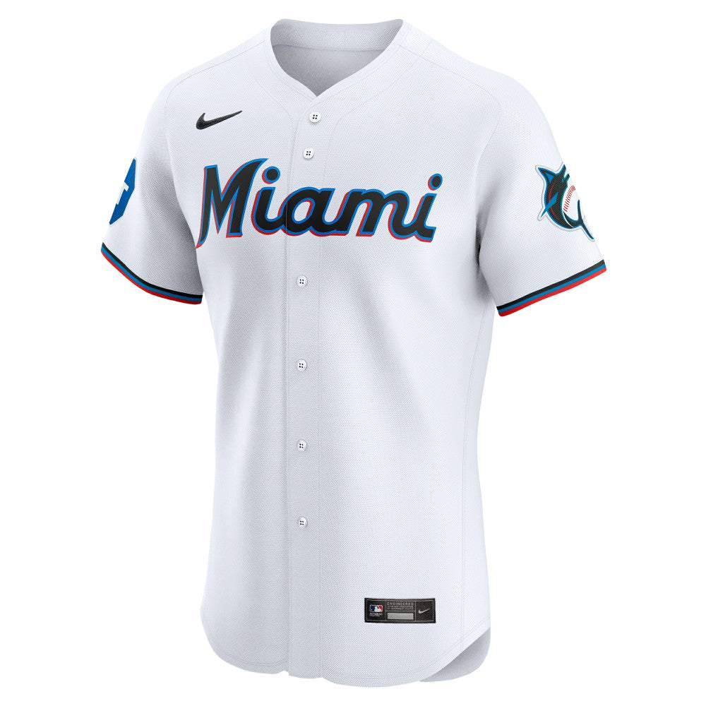 Miami Marlins Nike Home Elite Patch Jersey - White - Nike Sale