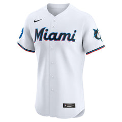 Miami Marlins Nike Home Elite Patch Jersey - White - Nike Sale
