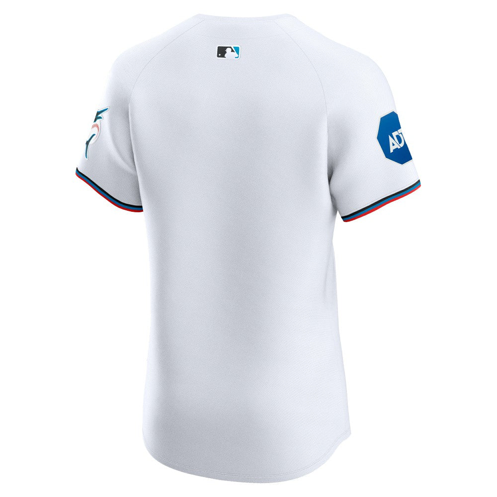 Miami Marlins Nike Home Elite Patch Jersey - White - Nike Sale