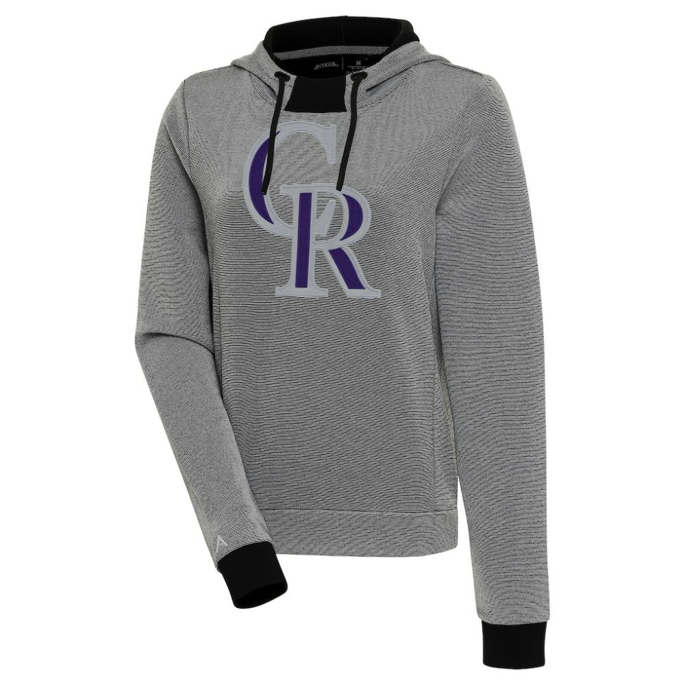 Colorado Rockies Antigua Women's Axe Bunker Tri-Blend Pullover Hoodie - Black/White - MLB Sale