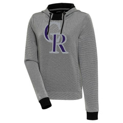 Colorado Rockies Antigua Women's Axe Bunker Tri-Blend Pullover Hoodie - Black/White - MLB Sale