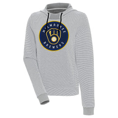 Milwaukee Brewers Antigua Women's Axe Bunker Tri-Blend Pullover Hoodie - Gray/White - MLB Online