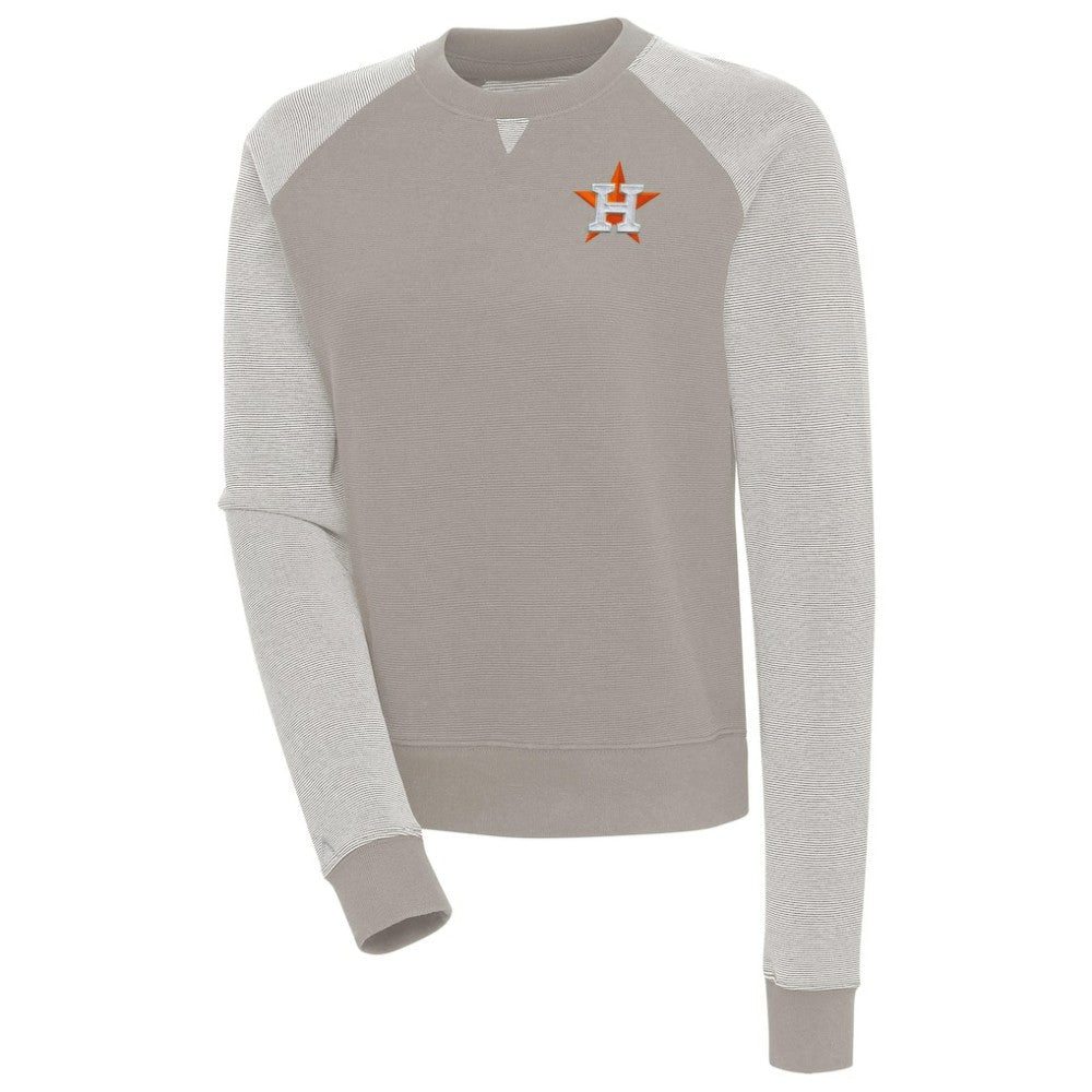 Houston Astros Antigua Women's Flier Bunker Tri-Blend Pullover Sweatshirt - Oatmeal/White - MLB on Sale