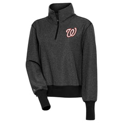 Washington Nationals Antigua Women's Upgrade Half-Zip Pullover Top - Heather Black - MLB on Sale
