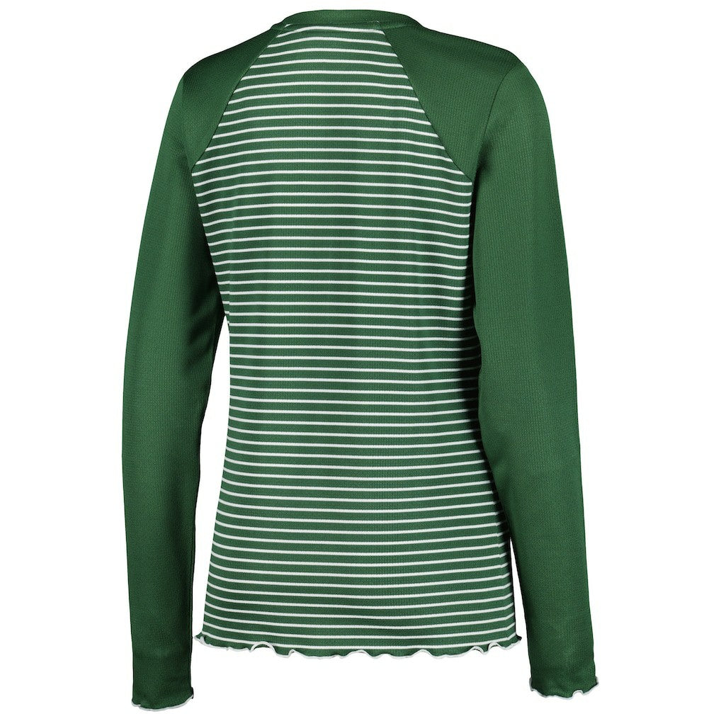 Green Bay Packers Antigua Women's Maverick Waffle Henley Long Sleeve T-Shirt Green