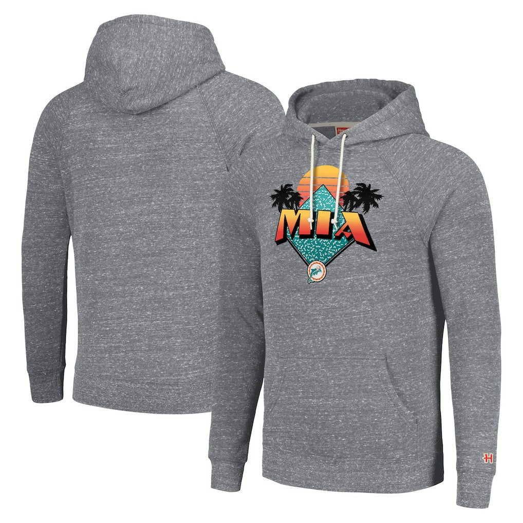 Miami Dolphins Homage Unisex Hyperlocal Raglan Pullover Hoodie Gray