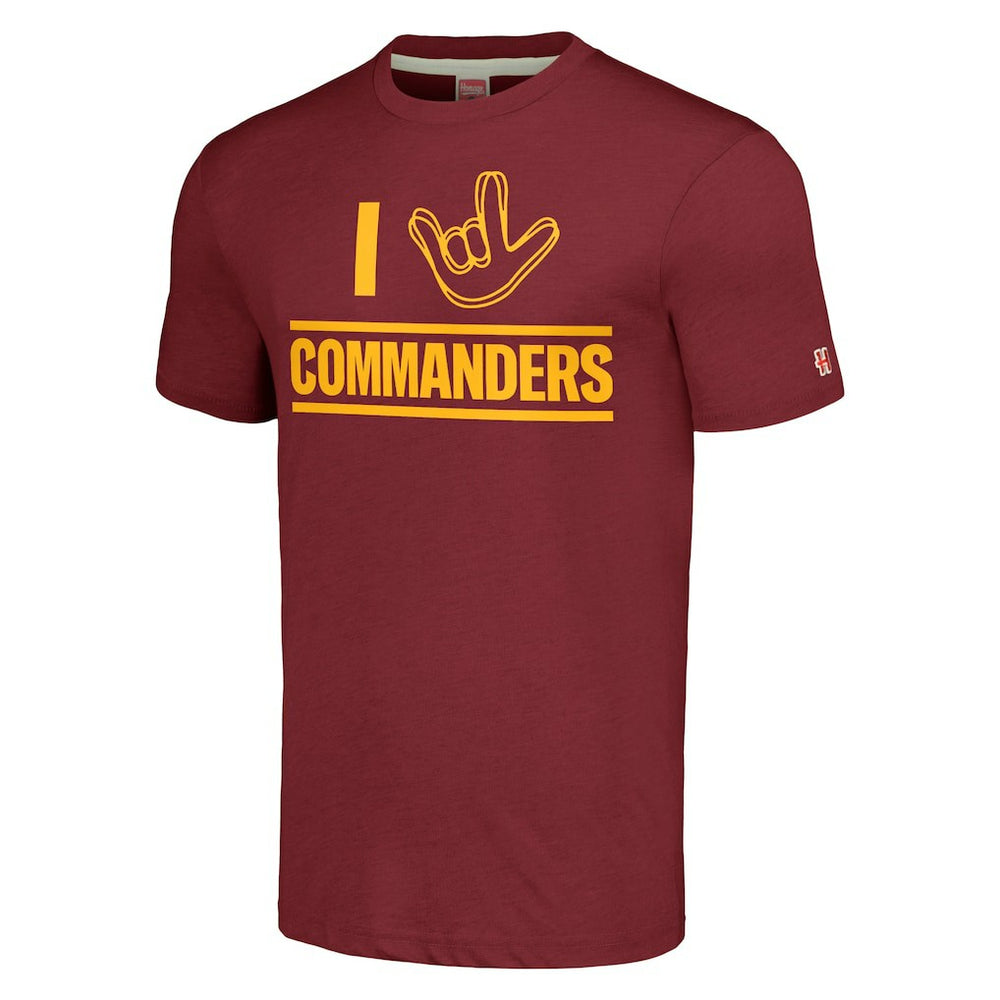 Washington Commanders Homage Unisex The NFL ASL Collection by Love Sign Tri-Blend T-Shirt Burgundy