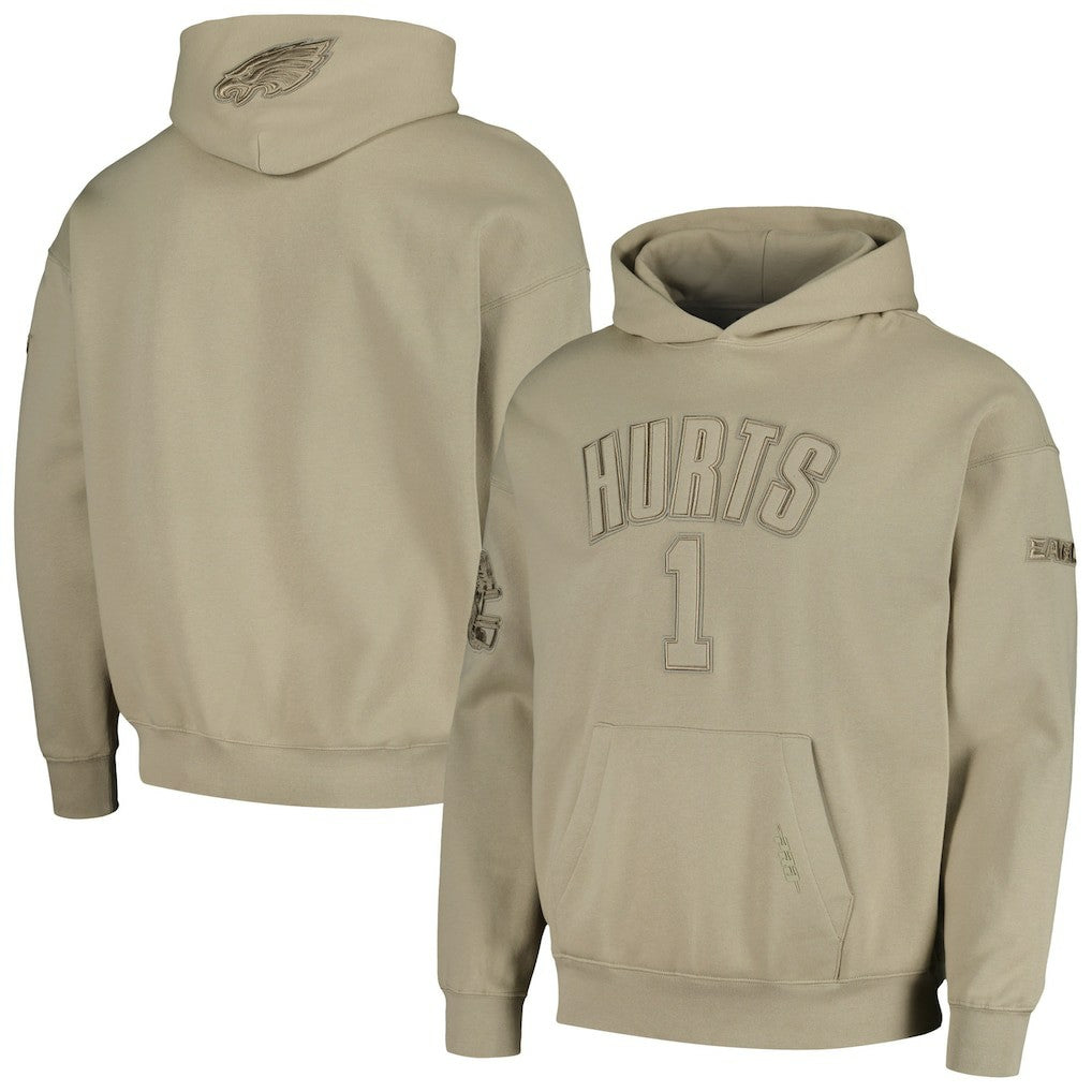 Jalen Hurts Philadelphia Eagles Pro Standard Player Name & Number Pullover Hoodie Tan