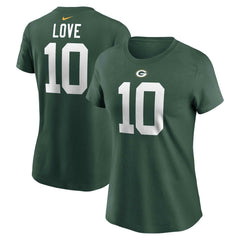 Nike Jordan Love Green Bay Packers Women's Player Name & Number T-Shirt Green