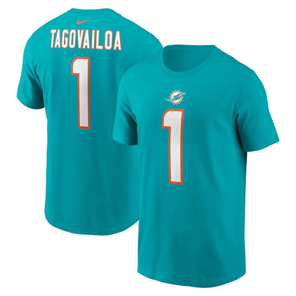 Nike Tua Tagovailoa Miami Dolphins Player Name & Number T-Shirt Aqua