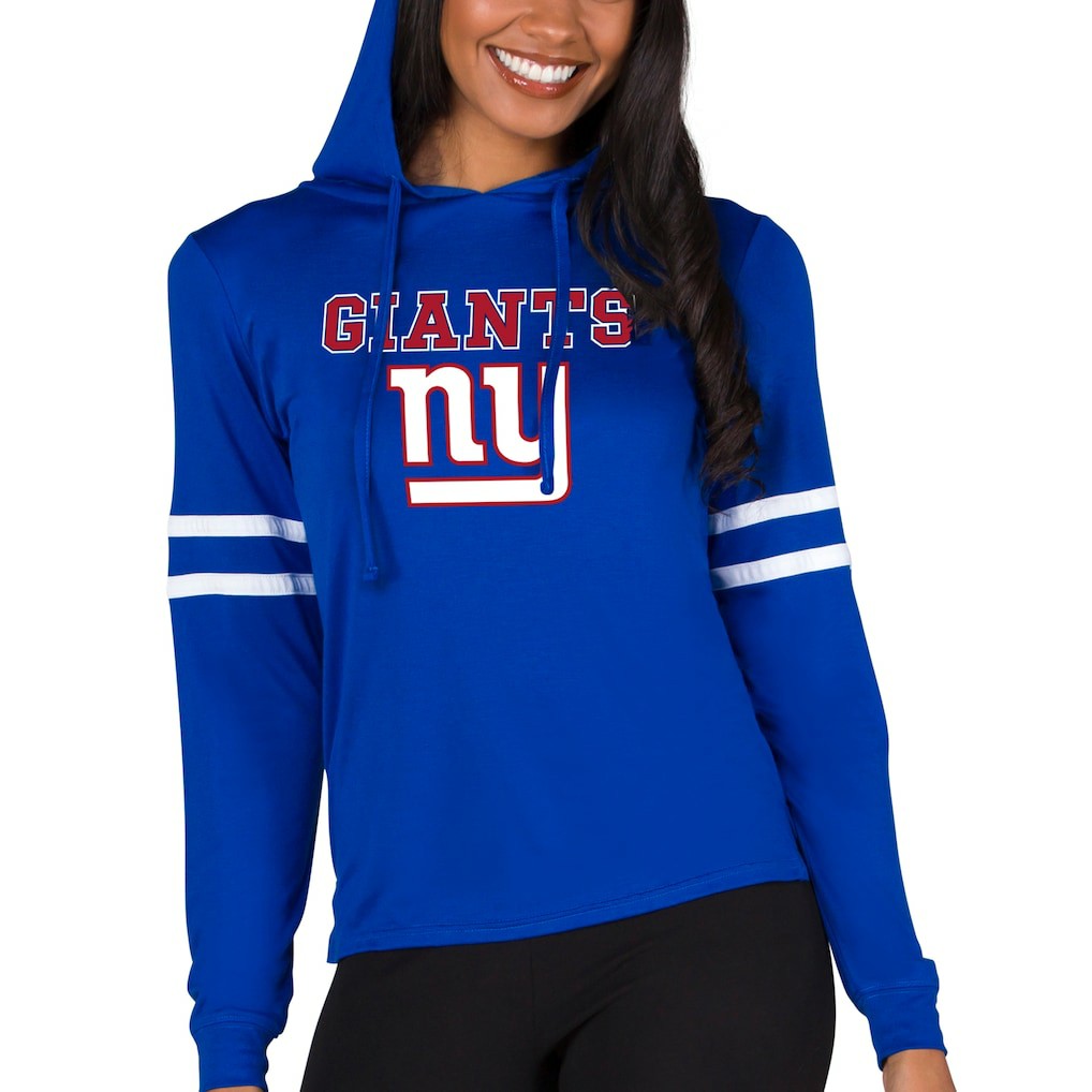 New York Giants Concepts Sport Women's Marathon Lightweight Lounge Pullover Hoodie Royal