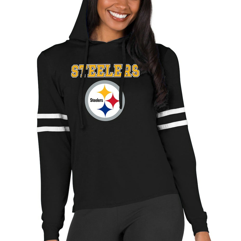 Pittsburgh Steelers Concepts Sport Women's Marathon Lightweight Lounge Pullover Hoodie Black