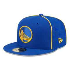 Golden State Warriors Piped & Flocked 59Fifty Fitted Hat Royal | New Era Lifestyle