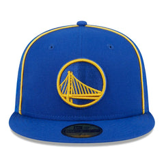 Golden State Warriors Piped & Flocked 59Fifty Fitted Hat Royal | New Era Lifestyle