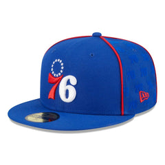 Philadelphia 76ers Piped & Flocked 59Fifty Fitted Hat Royal | New Era US