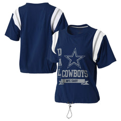 Dallas Cowboys WEAR by Erin Andrews Women's Cinched Colorblock T-Shirt Navy