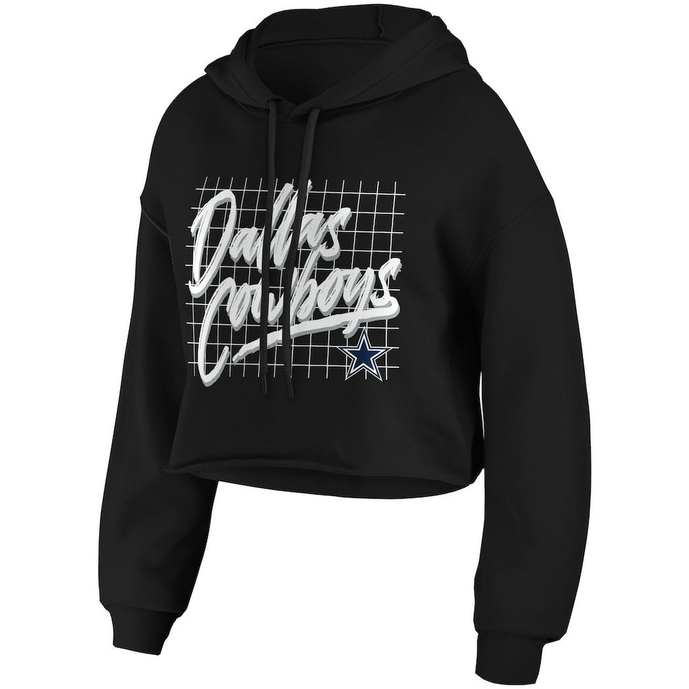 Dallas Cowboys WEAR by Erin Andrews Women's Domestic Cropped Pullover Hoodie Black