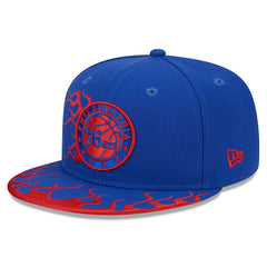 Philadelphia 76ers Rally Drive Flames 9FIFTY Snapback Hat Royal | New Era for sale
