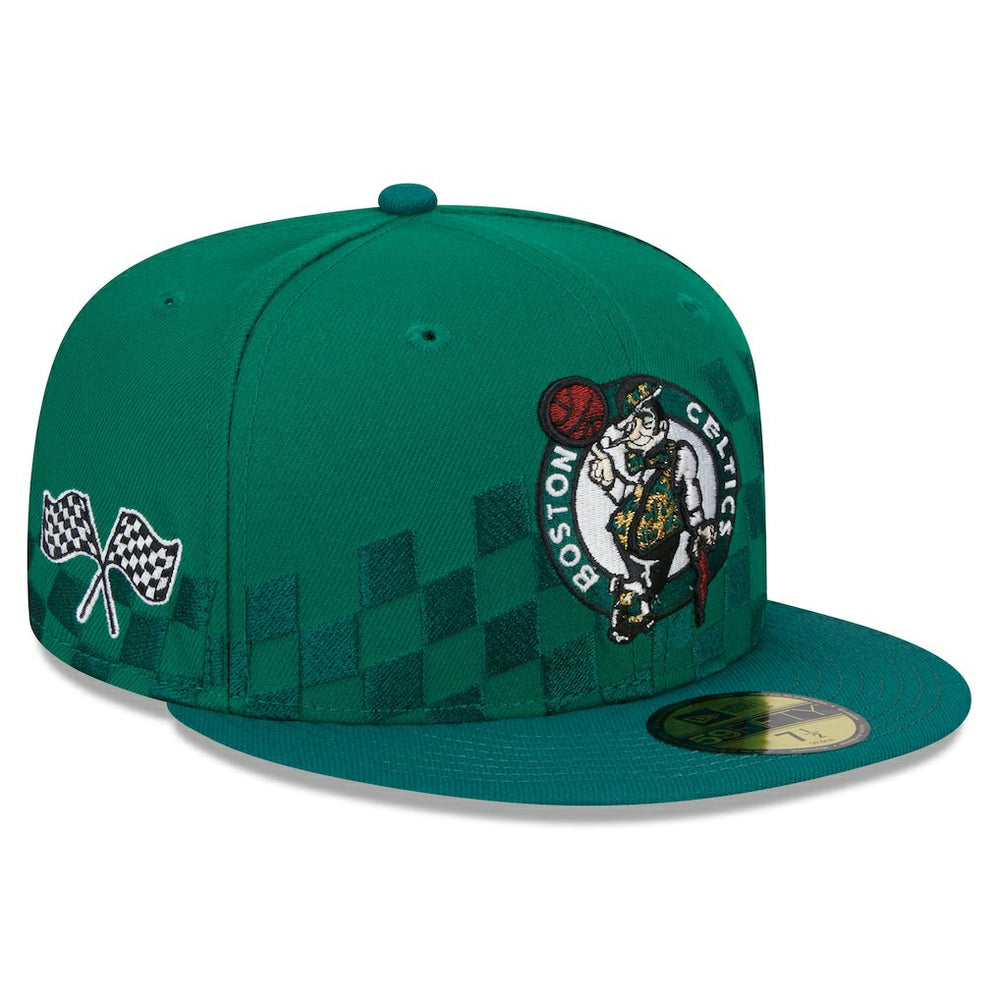 Boston Celtics Rally Drive Checkerboard 59FIFTY Crown Fitted Hat Kelly Green | New Era US