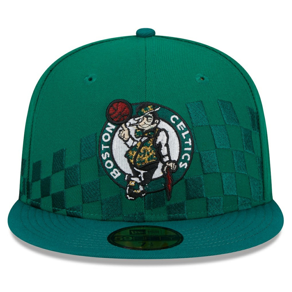Boston Celtics Rally Drive Checkerboard 59FIFTY Crown Fitted Hat Kelly Green | New Era US