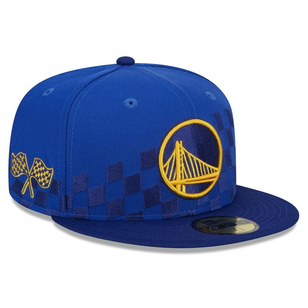 Golden State Warriors Rally Drive Checkerboard 59FIFTY Crown Fitted Hat for sale Royal | New Era Lifestyle