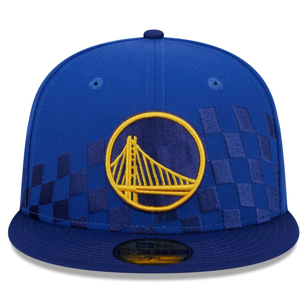 Golden State Warriors Rally Drive Checkerboard 59FIFTY Crown Fitted Hat for sale Royal | New Era Lifestyle