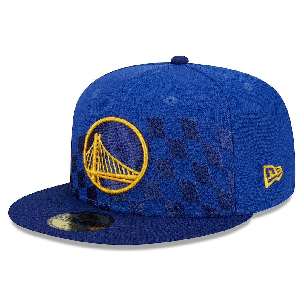 Golden State Warriors Rally Drive Checkerboard 59FIFTY Crown Fitted Hat for sale Royal | New Era Lifestyle