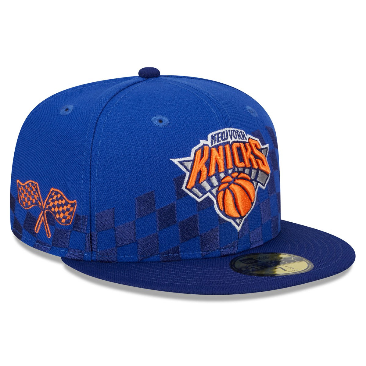 New York Knicks Rally Drive Checkerboard 59FIFTY Crown Fitted Hat Blue | New Era outlet