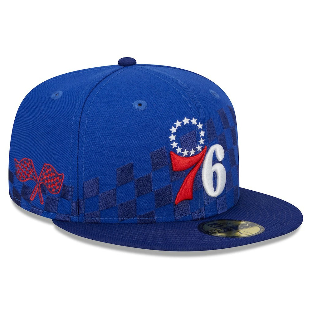 Philadelphia 76ers Rally Drive Checkerboard 59FIFTY Crown Fitted Hat Royal | New Era for sale