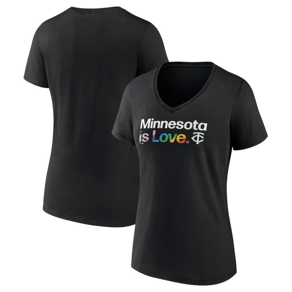 Minnesota Twins Women's City Pride V-Neck T-Shirt - Black - MLB on Sale