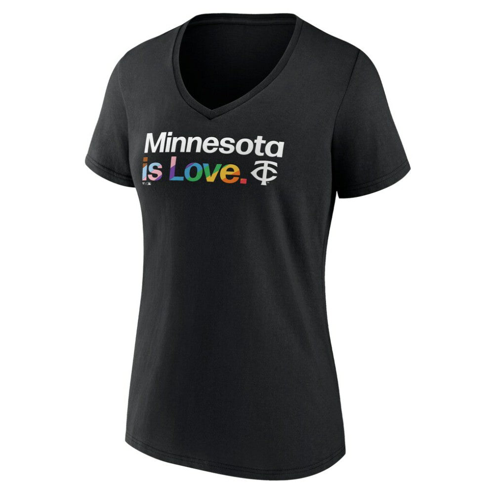 Minnesota Twins Women's City Pride V-Neck T-Shirt - Black - MLB on Sale