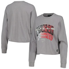 Chicago Bulls The Wild Collective Women's Band Cropped Long Sleeve T-Shirt Gray