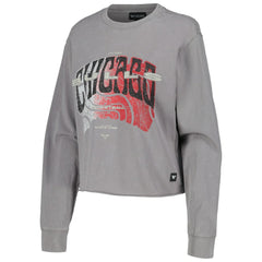 Chicago Bulls The Wild Collective Women's Band Cropped Long Sleeve T-Shirt Gray