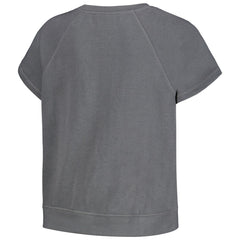 Los Angeles Lakers The Wild Collective Women's Embroidered Fleece Raglan Short Sleeve Pullover Sweatshirt Gray