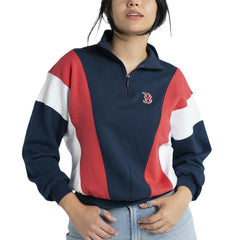 Boston Red Sox Lusso Women's Malia Quarter-Zip Sweatshirt - Navy - MLB Lifestyle