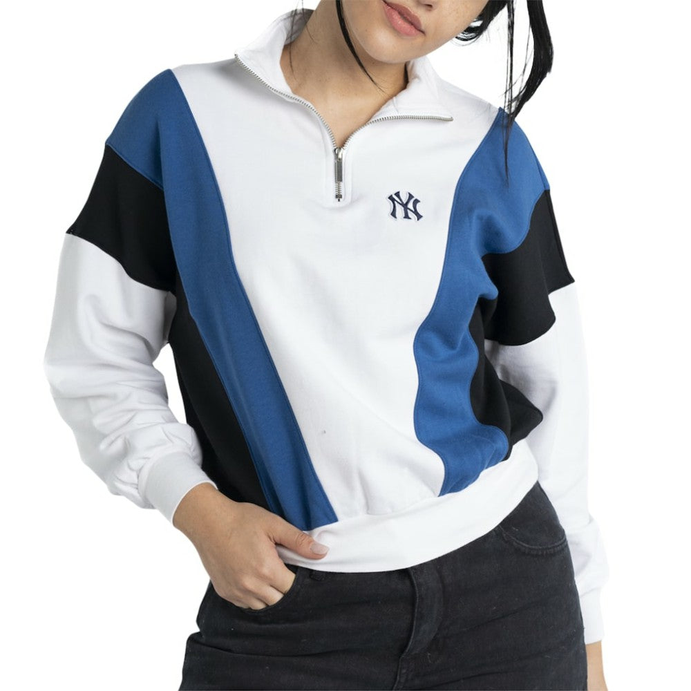 New York Yankees Lusso Women's Malia Quarter-Zip Sweatshirt - White - MLB on Sale