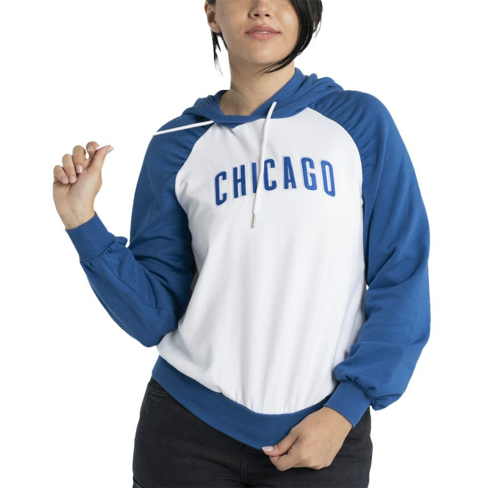Chicago Cubs Lusso Women's Marlowe Tri-Blend Raglan Pullover Hoodie - White - MLB on Sale