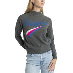 Los Angeles Dodgers Lusso Women's Serena Raglan Pullover Sweater - Gray - MLB Online