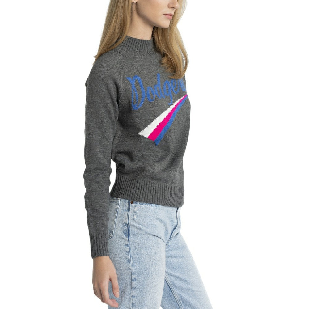 Los Angeles Dodgers Lusso Women's Serena Raglan Pullover Sweater - Gray - MLB Online