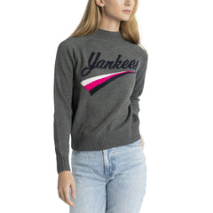 New York Yankees Lusso Women's Serena Raglan Pullover Sweater - Gray - MLB Online