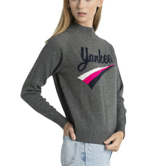 New York Yankees Lusso Women's Serena Raglan Pullover Sweater - Gray - MLB Online
