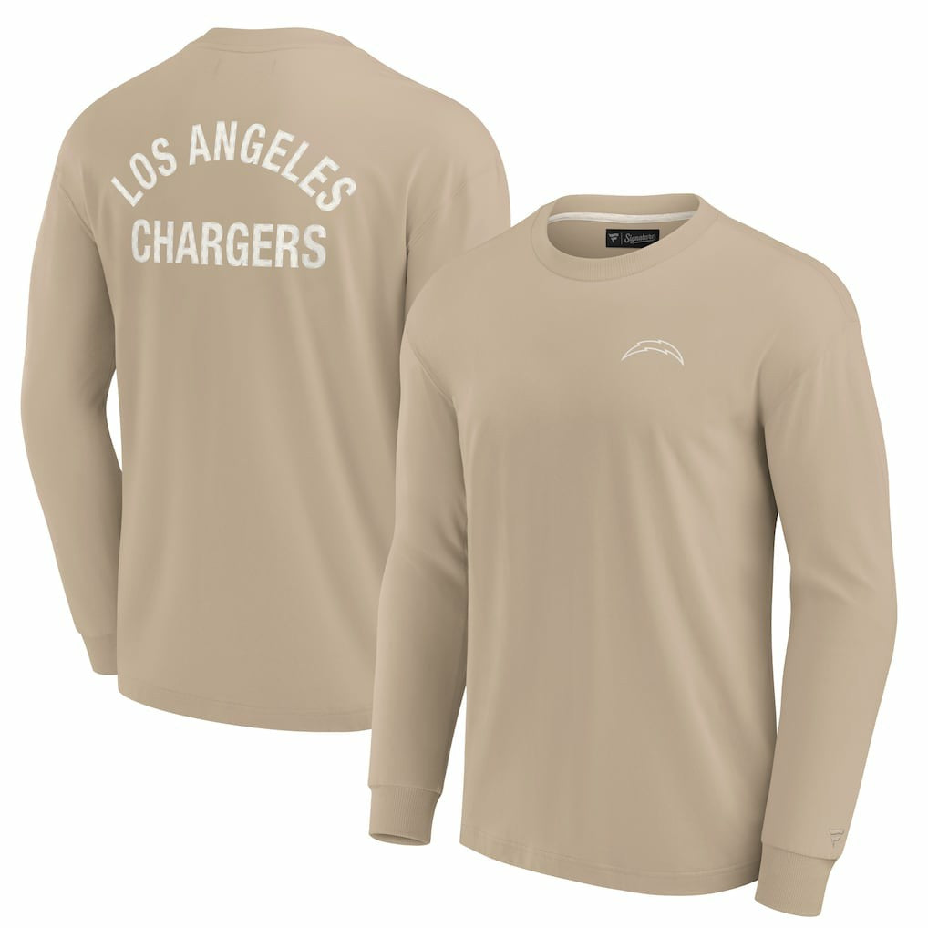 Fanatics Los Angeles Chargers Unisex Elements Super Soft Long Sleeve T-Shirt Khaki