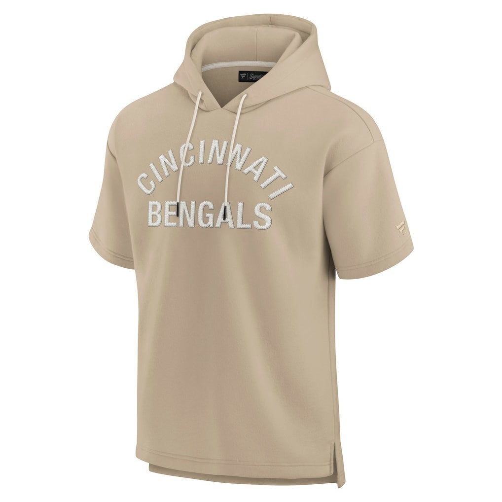 Fanatics Cincinnati Bengals Unisex Elements Super Soft Fleece Short Sleeve Pullover Hoodie Khaki